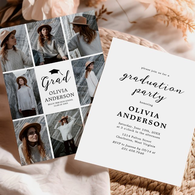 Elegant Photo Collage Graduation Party Invitation (Creator Uploaded)