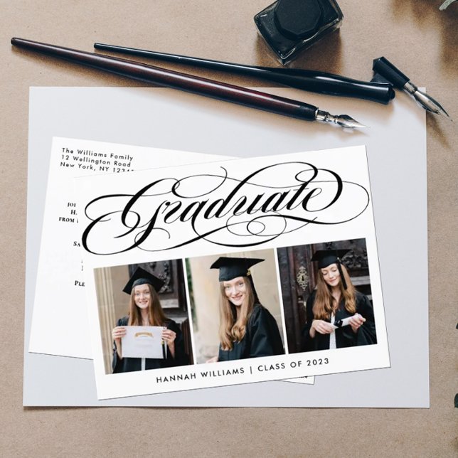 Elegant  Photo Collage Graduation Party Invitation Postcard (Creator Uploaded)