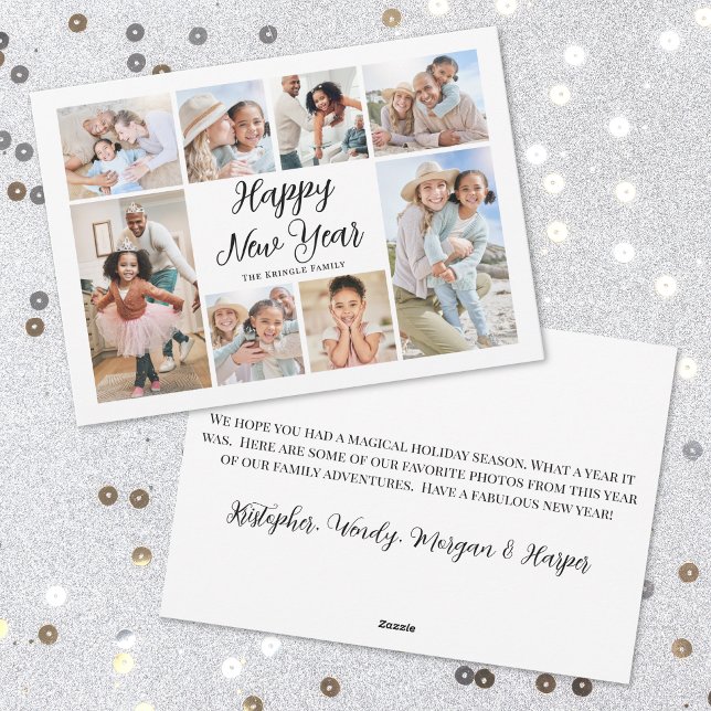 Elegant Photo Collage Happy New Year Holiday Card (Elegant Photo Collage Happy New Year Holiday Card)