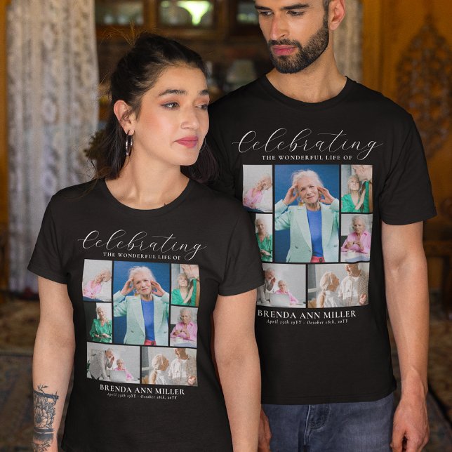 Elegant Photo Collage Memorial Funeral Tribute T-S T-Shirt (Creator Uploaded)