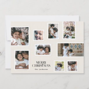 Elegant Photo Collage Modern Merry Christmas Frame Holiday Card