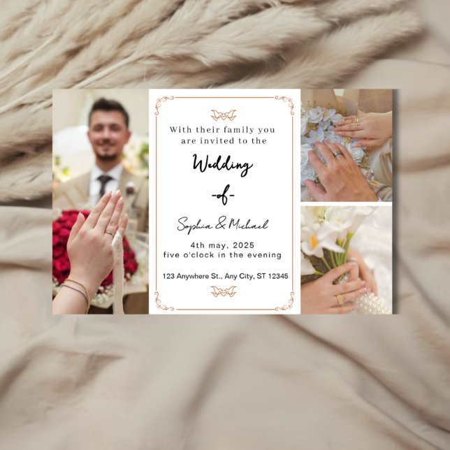 Elegant Photo Collage Modern Wedding Invitation  (Creator Uploaded)