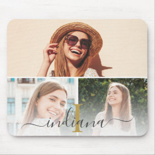 Elegant Photo Collage Monogram Custom Mouse Pad