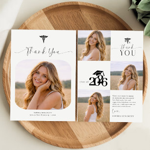 Elegant Photo Collage Nursing Graduation Thank You Card