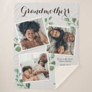 Elegant Photo Collage Quote Grandma Grandchildrens Sherpa Blanket