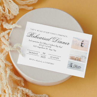 Elegant Photo collage Rehearsal Dinner Enclosure Card