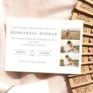 Elegant Photo collage Rehearsal Dinner Enclosure Card