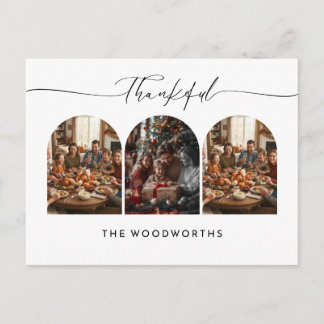 Elegant Photo Collage Scripted Thanksgiving Postcard