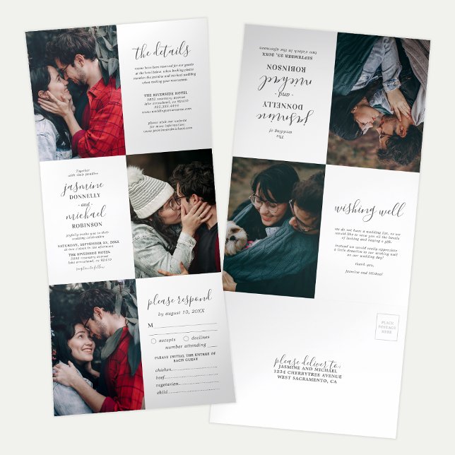 Elegant Photo Collage Wedding All In One Tri-Fold Invitation (Creator Uploaded)