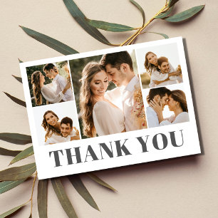 Elegant Photo Collage Wedding Thank You Card