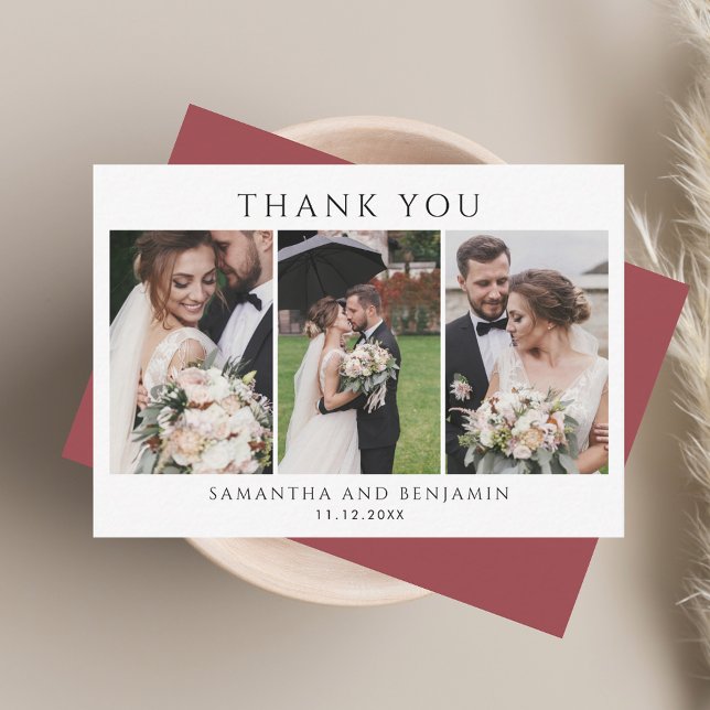 Elegant Photo Collage Wedding Thank You Card (Elegant Photo Collage Wedding Thank You Note Card)