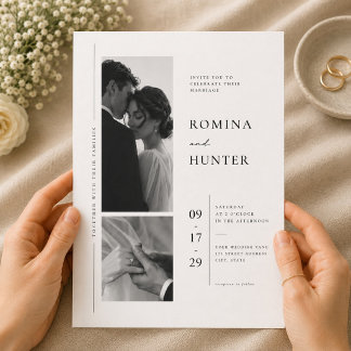 Elegant Photo Collage Wedding with Romantic Couple Invitation