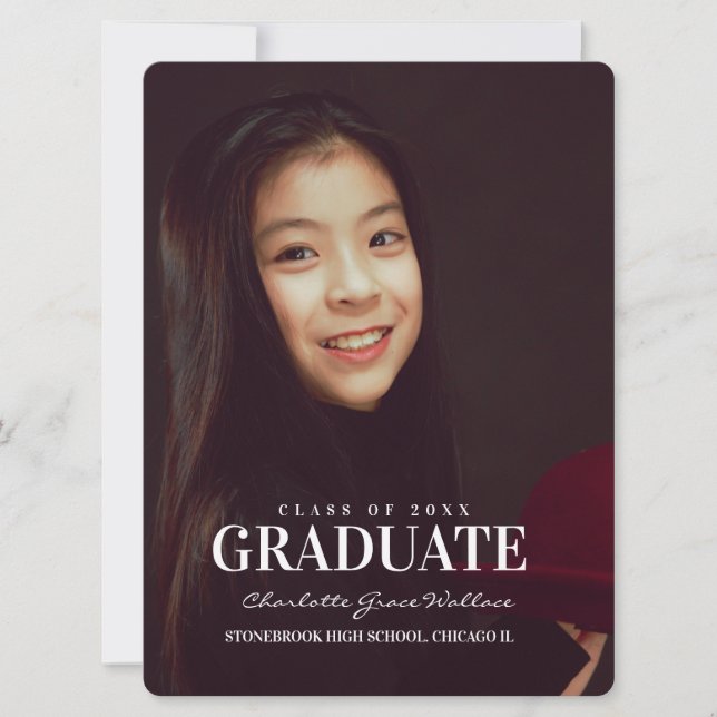 Elegant Photo Collage White Typography Graduation Invitation (Front)