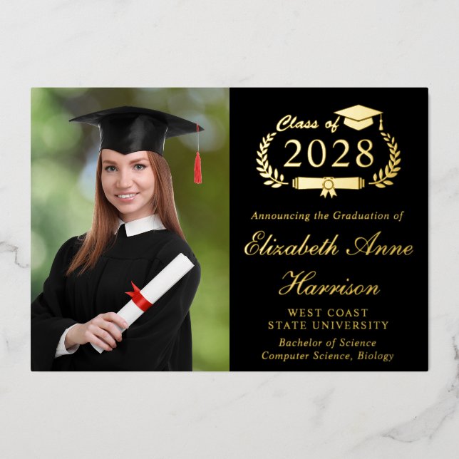 Elegant Photo College Black Graduation Party (Front)