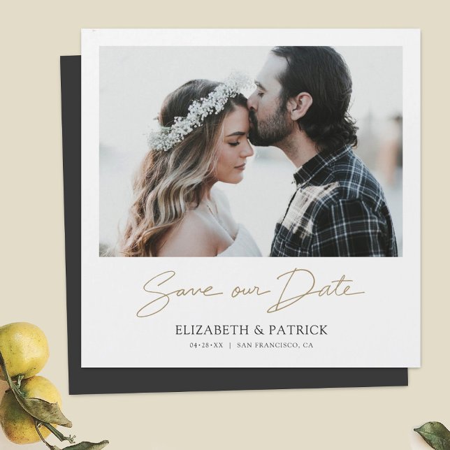 Elegant Photo Custom Save the Date Wedding Magnetic Invitation (Creator Uploaded)