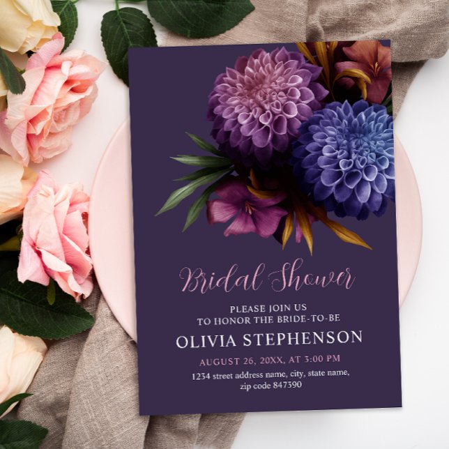 Elegant Photo Dahlia Minimalist Bridal Shower Invitation (Creator Uploaded)