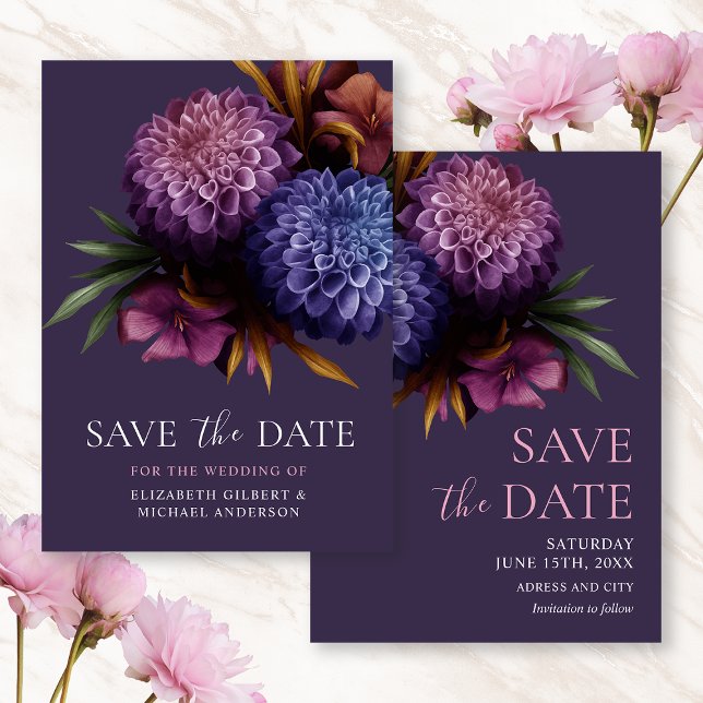 Elegant Photo Dahlia Wedding Save the Dates Invitation (Creator Uploaded)