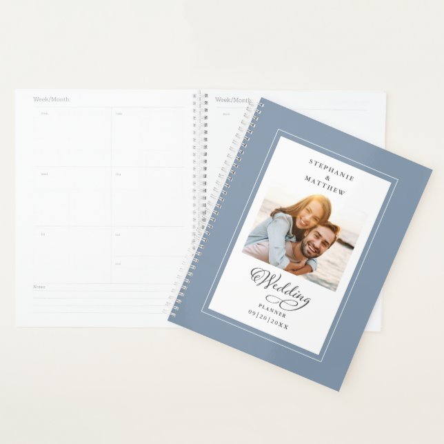 Elegant Photo Dusty Blue Engagement Wedding Planner (Display)