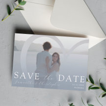 Elegant Photo Dusty Blue & Silver Heart Wedding