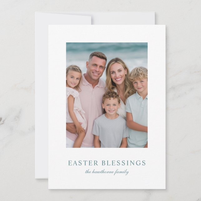 Elegant Photo Easter Blessings  Holiday Card (Front)
