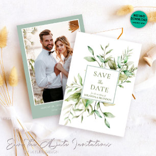Elegant Photo Eucalyptus Foliage Wedding Save The Date