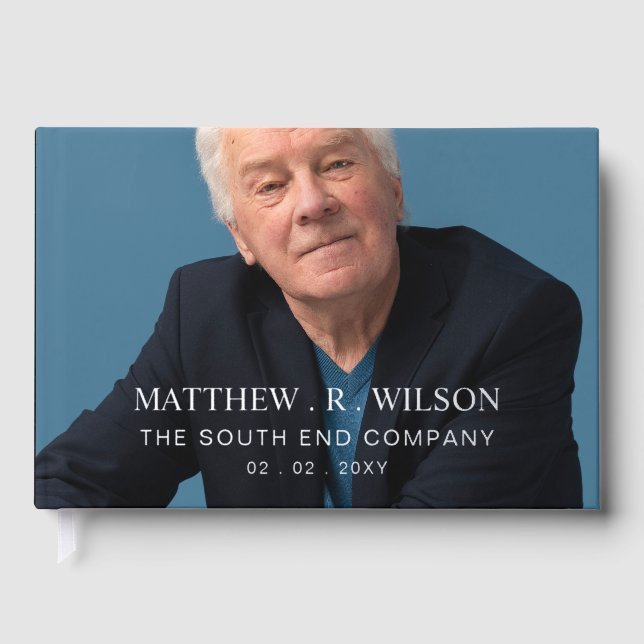 Elegant Photo Farewell Leaving Party Retirement Guest Book (Front)