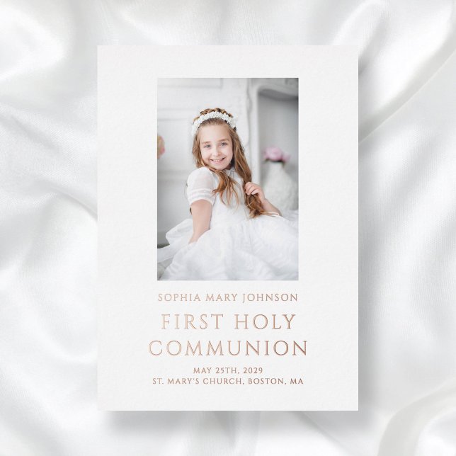 Elegant Photo First Communion Gold (Elegant Gold Foil Photo First Communion Foil Invitation)