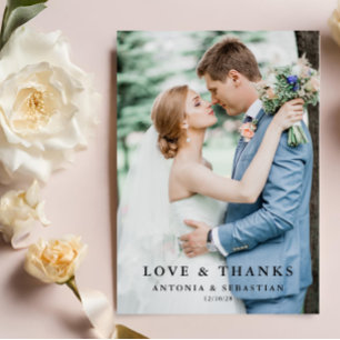 Elegant Photo Flat Wedding Thank You Card