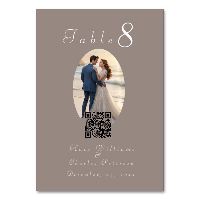 Elegant Photo frame Qr Code Table Card (Front)