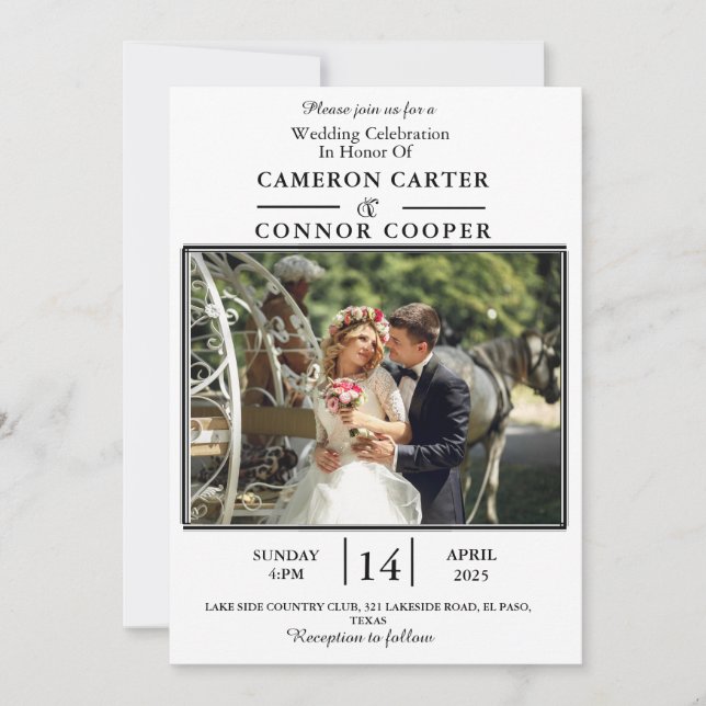Elegant Photo Frame Wedding Invitation (Front)