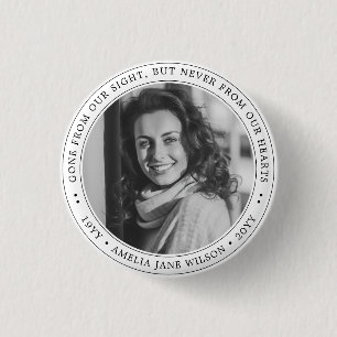 Elegant Photo Funeral Memorial In Loving Memory 3 Cm Round Badge