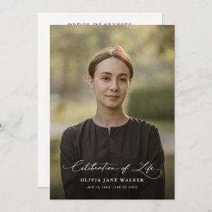 Elegant Photo Funeral Memorial Order Of Service Program