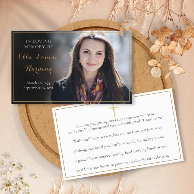 Elegant Photo Funeral Memorial Prayer Cards (Creator Uploaded)