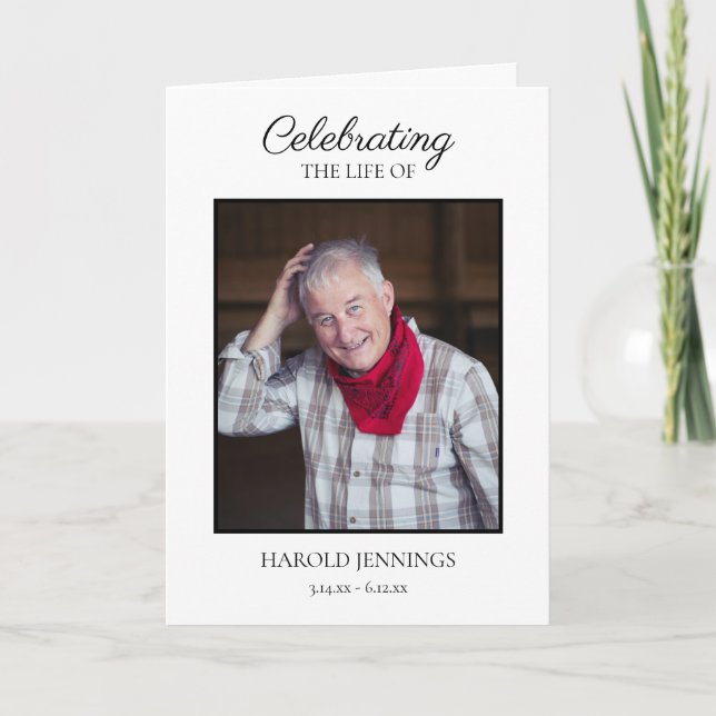 Elegant Photo Funeral Memorial Program (Front)