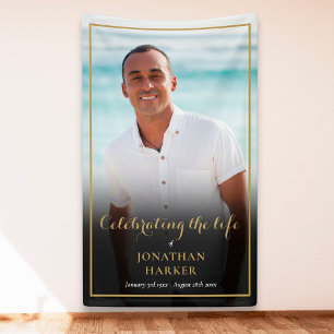 Elegant Photo Funeral Memorial Service Banner