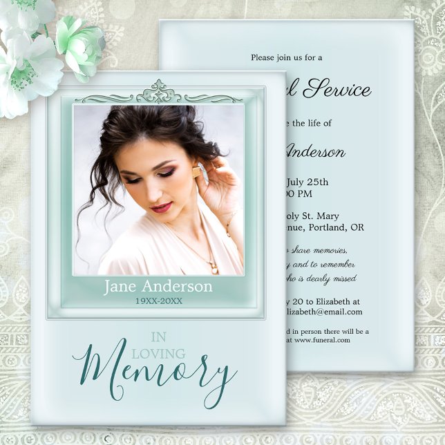 Elegant Photo Funeral Memorial Service Invitation (Creator Uploaded)