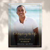 Elegant Photo Funeral Memorial Service Sign