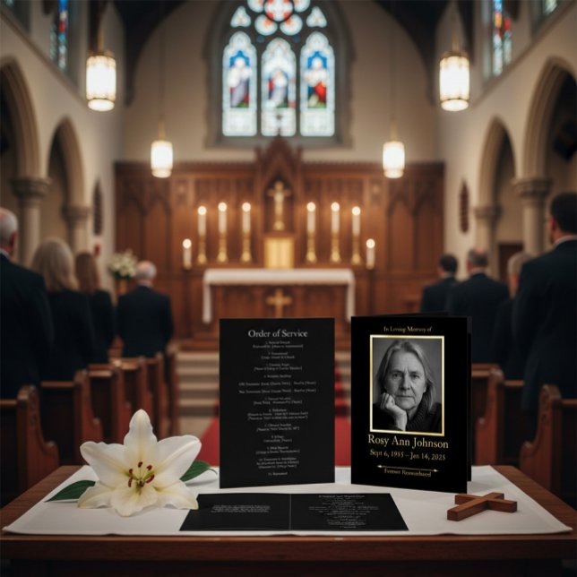 Elegant Photo Funeral Order of Service Program  (Creator Uploaded)