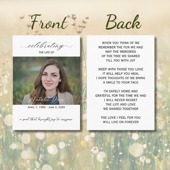 Elegant Photo Funeral Prayer Card (Creator Uploaded)