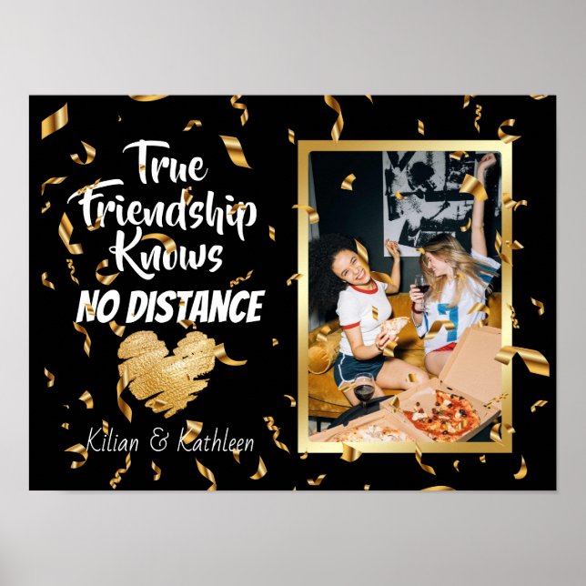 Elegant Photo Gold Going Away Friendship Distance Poster (Front)