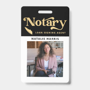 Elegant Photo Gold Notary Loan Agent Badge ID Badge