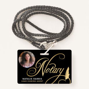 Elegant Photo Gold Notary Loan Agent Badge ID Badge