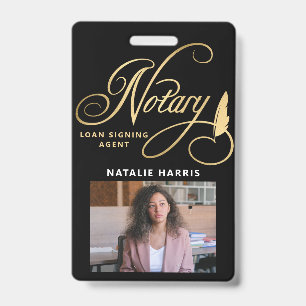 Elegant Photo Gold Notary Loan Agent Badge ID Badge