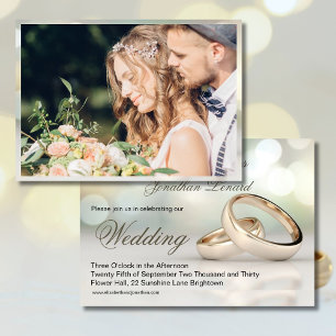 Elegant Photo Gold Rings Stylish Wedding Invitation