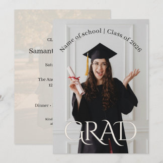 Elegant Photo Grad Party | Modern Minimalist Grad  Invitation