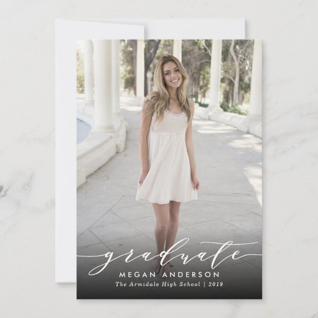 Elegant photo graduation announcement (Front)