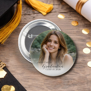 Elegant Photo Graduation    Class of 2026  6 Cm Round Badge