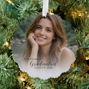 Elegant Photo Graduation Class of 2026 Tree Decoration Card