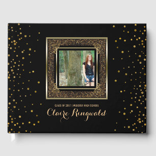 Elegant Photo Graduation Party Glam Gold Glitter Guest Book