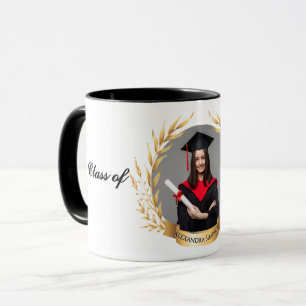 Elegant Photo Graduation Party Gold Laurels Mug